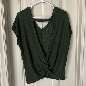 Green Knit Open Back Shirt